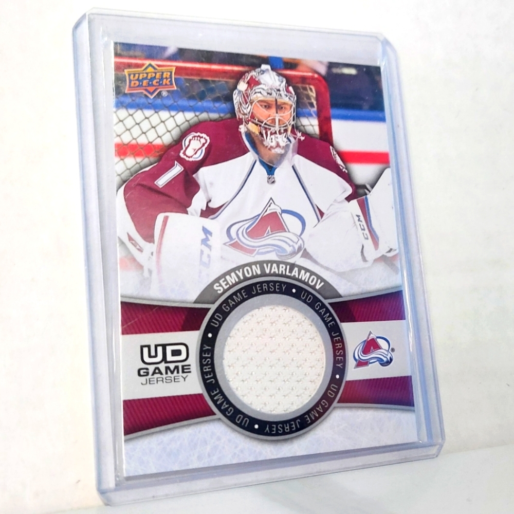 Semyon Varlamov Upper Deck Game-Used Jersey Hockey Card Colorado Avalanche